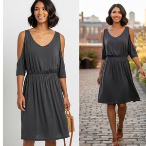One Clothing Gray Cold Shoulder Mini Dress Women’s Small Made in USA Casual‎